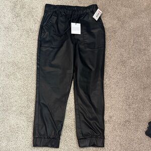 Cloth & Stone Womens M Black Faux Leather Joggers Drawstring Pants Casual